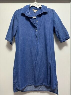 R1893 Collared Denim Short Sleeve Mini Dress, Size S